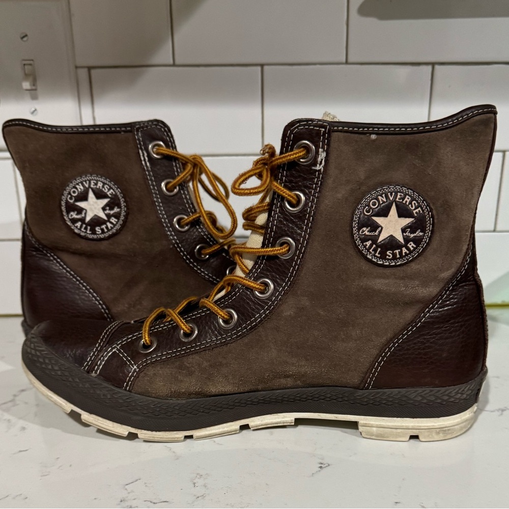 Converse Brown High-Top Boots with Rugged Design